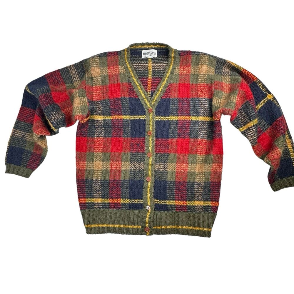 Vintage Alfred Dunner Checkered Fall Color Cardigan‎ Small